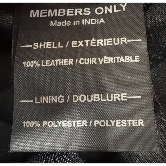 Members Only Dark Leather Bomber Jacket - Picture 5 of 8